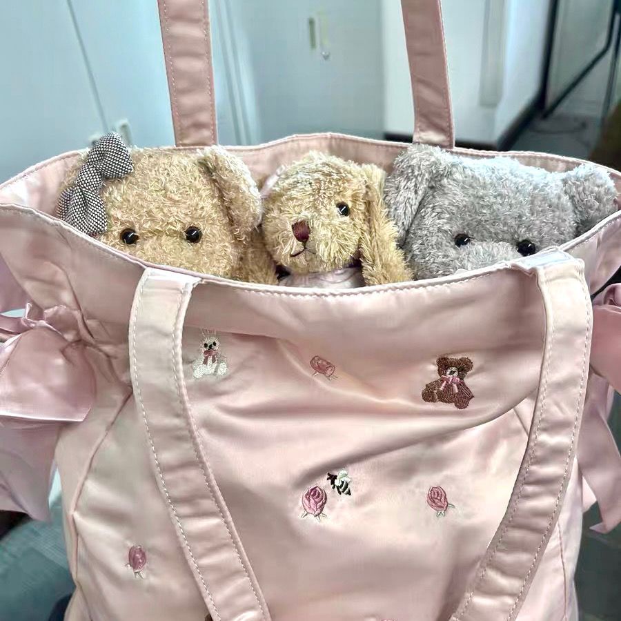 Hàng sẵn sàng!Nhật bản maieo gấu thỏ thêu túi xách nơ mới 2023 túi đeo vai phong cách nữ tính tote