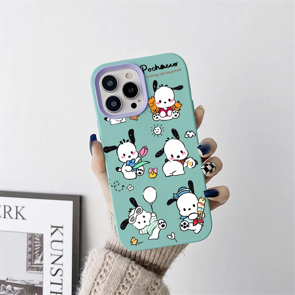 Ốp Điện Thoại silicon Dẻo 3 Trong 1 Hình Pochacco Dễ Thương Cho iPhone 14Promax 13 12 11 7Plus 7 X Xs Max XR
