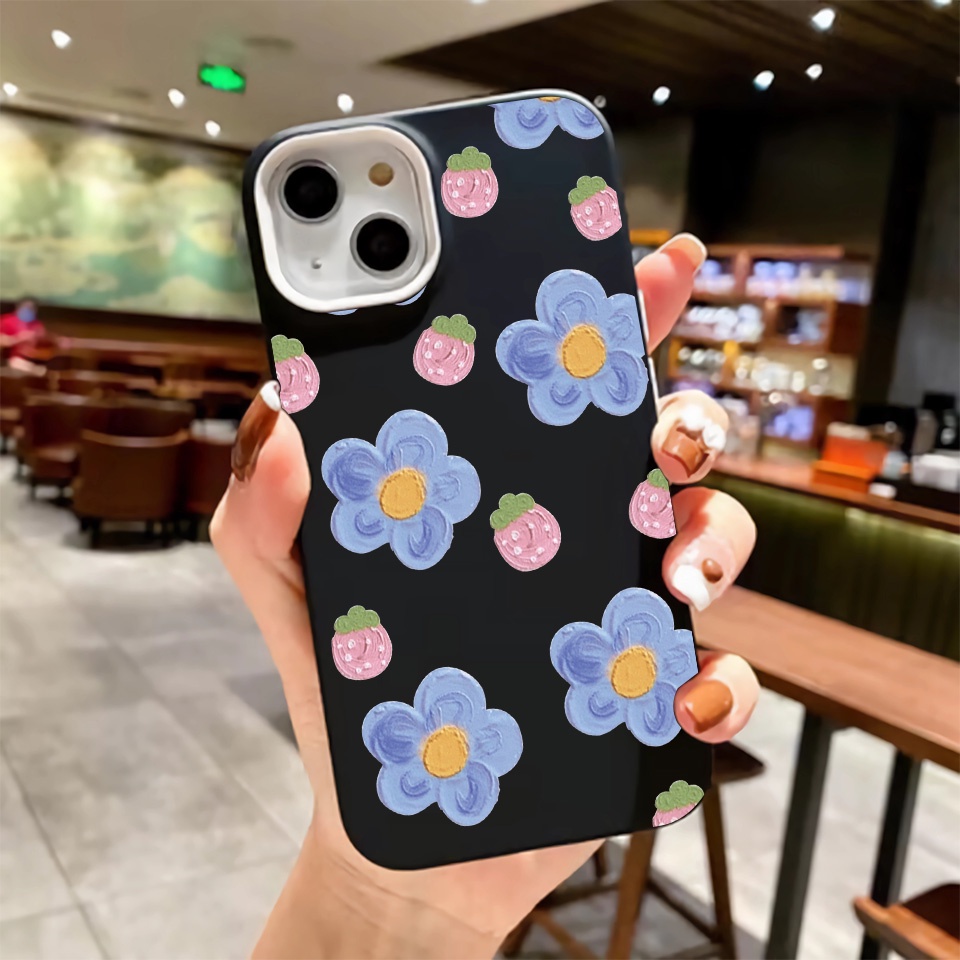 Ốp Điện Thoại silicon Dẻo Hình Hoa Tím 3 Trong 1 Cho iPhone 14Promax 13 12 11 7Plus 7 X Xs Max XR