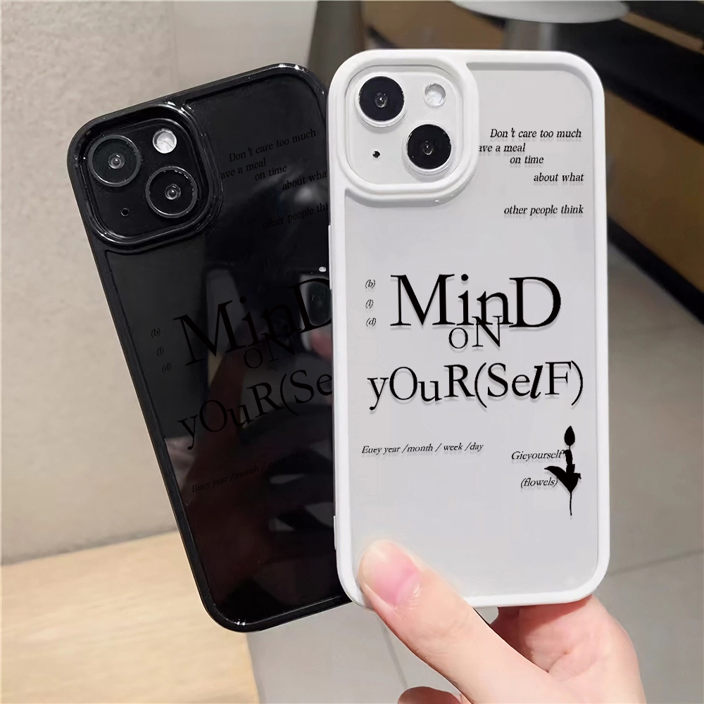 Ốp Điện Thoại Nhựa Acrylic Cứng Trong Suốt In Chữ Mind Thời Trang Cho iphone 14promax 11 13 12 7Plus 8 X XS Max