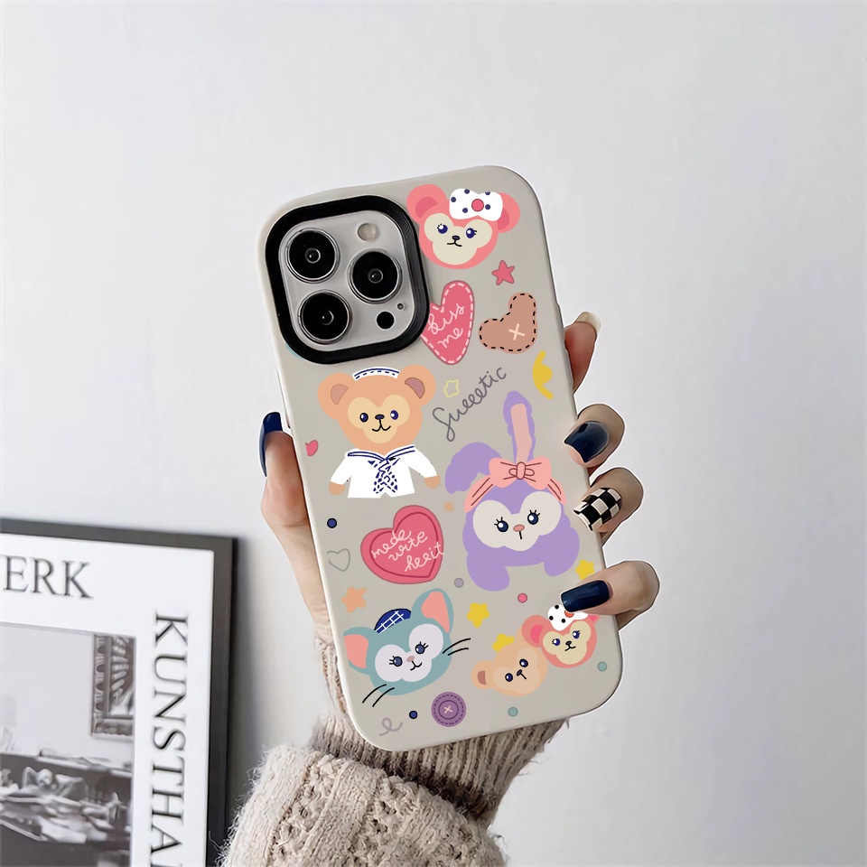 Ốp Điện Thoại silicon Dẻo Hình Gia Đình Gấu duffy 3 Trong 1 Cho iPhone 14Promax 13 12 11 7Plus 7 X Xs Max XR