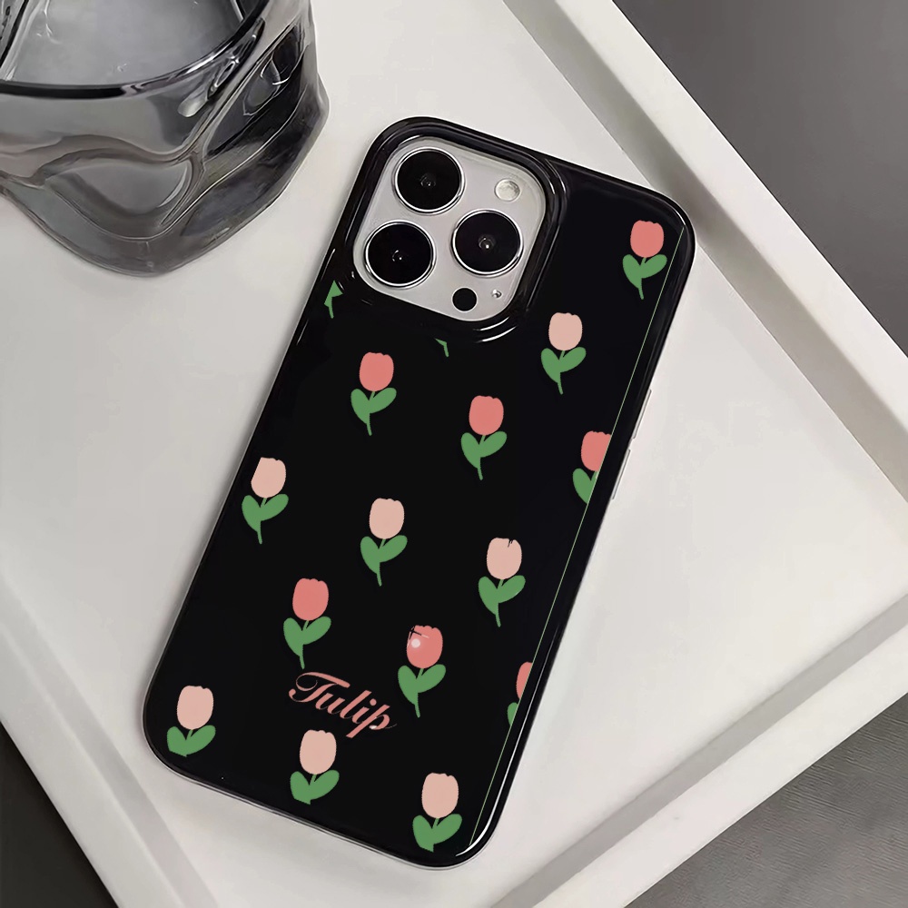 Ốp Điện Thoại Silicone TPU Mềm Bóng In Hình Hoa Tulip Cho iphone 14promax 11 13 12 7Plus 8 X XS Max