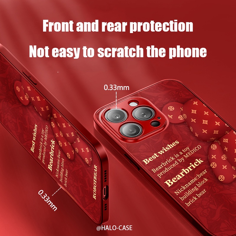 Ốp OPPO Reno5 Case Reno6 Reno8Z 7Z 5G Điện Thoại Mặt Kính In Hình Gấu Cho