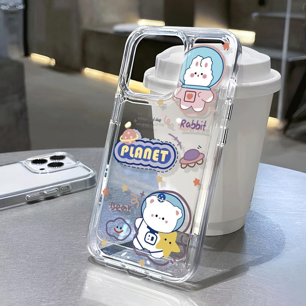 Ốp Điện Thoại Trong Suốt Chống Sốc In Hình Thỏ / Hành Tinh Cho iphone 14 pro max 11 13 12 7Plus 7 8 X XR XSMax
