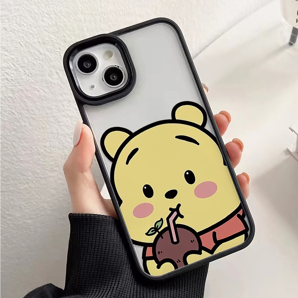 Ốp Điện Thoại Nhựa Acrylic Cứng Trong Suốt Hình Winnie the Pooh Màu Vàng Cho iphone 14 pro Max 11 13 12 7Plus 8 X XS Max