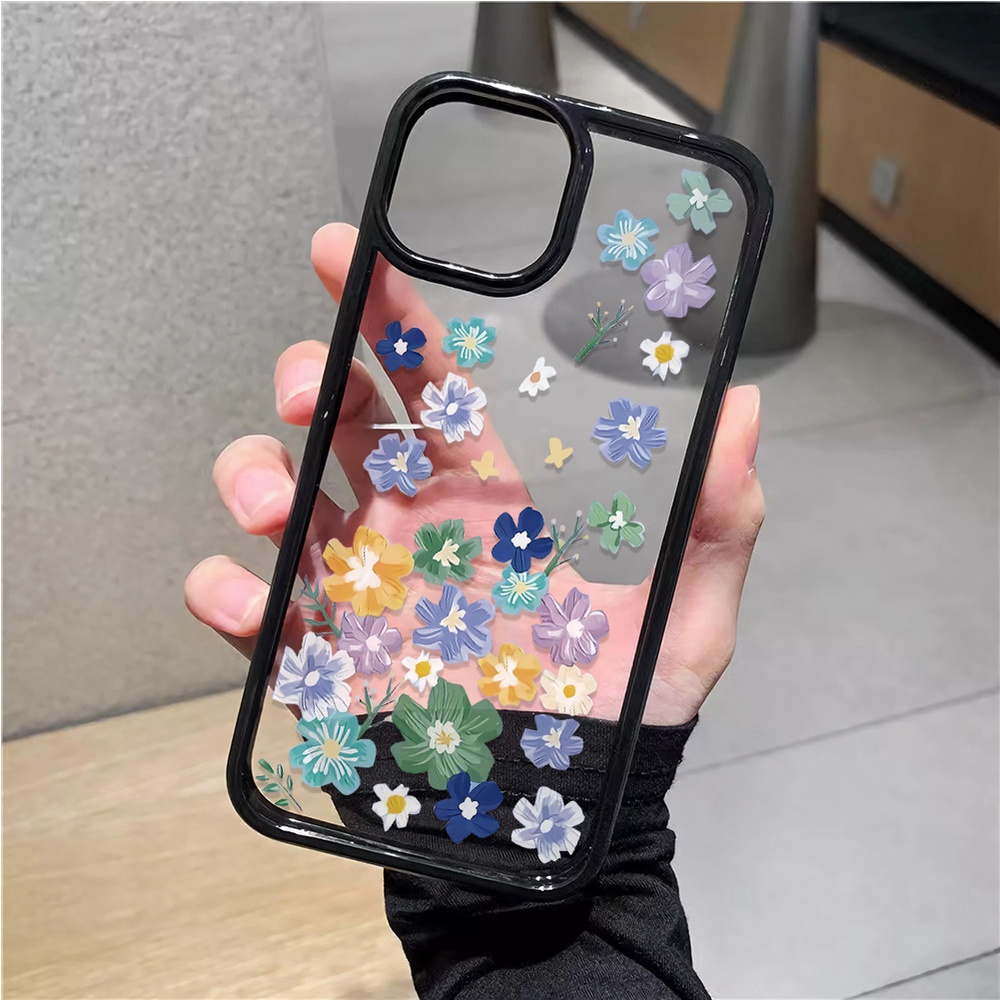 Ốp Điện Thoại Nhựa Acrylic Cứng Trong Suốt Hình Hoa Nhiều Màu Cho iphone 14 pro Max 11 13 12 7Plus 8 X XS Max