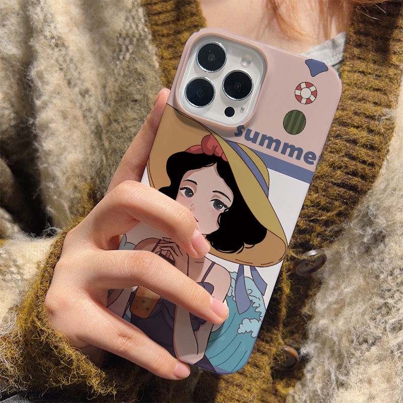Ốp Điện Thoại Cứng In Hình Cô Gái Đi Biển Cho iphone 14promax 11 13 12 7Plus 8 X XS Max