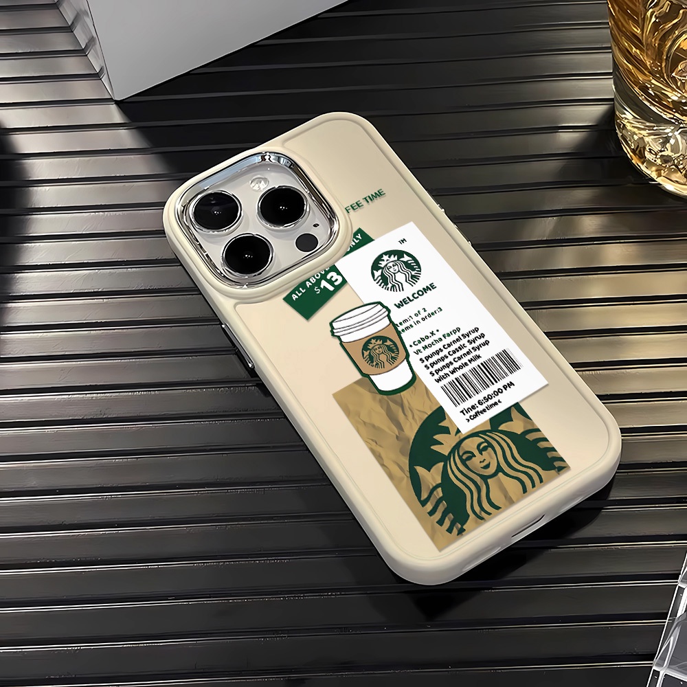 Ốp Điện Thoại Silicone Khung Kim Loại In Hình Nhãn Cà Phê Cho iphone 14ProMax 11 13 12 7Plus 8 X XS Max