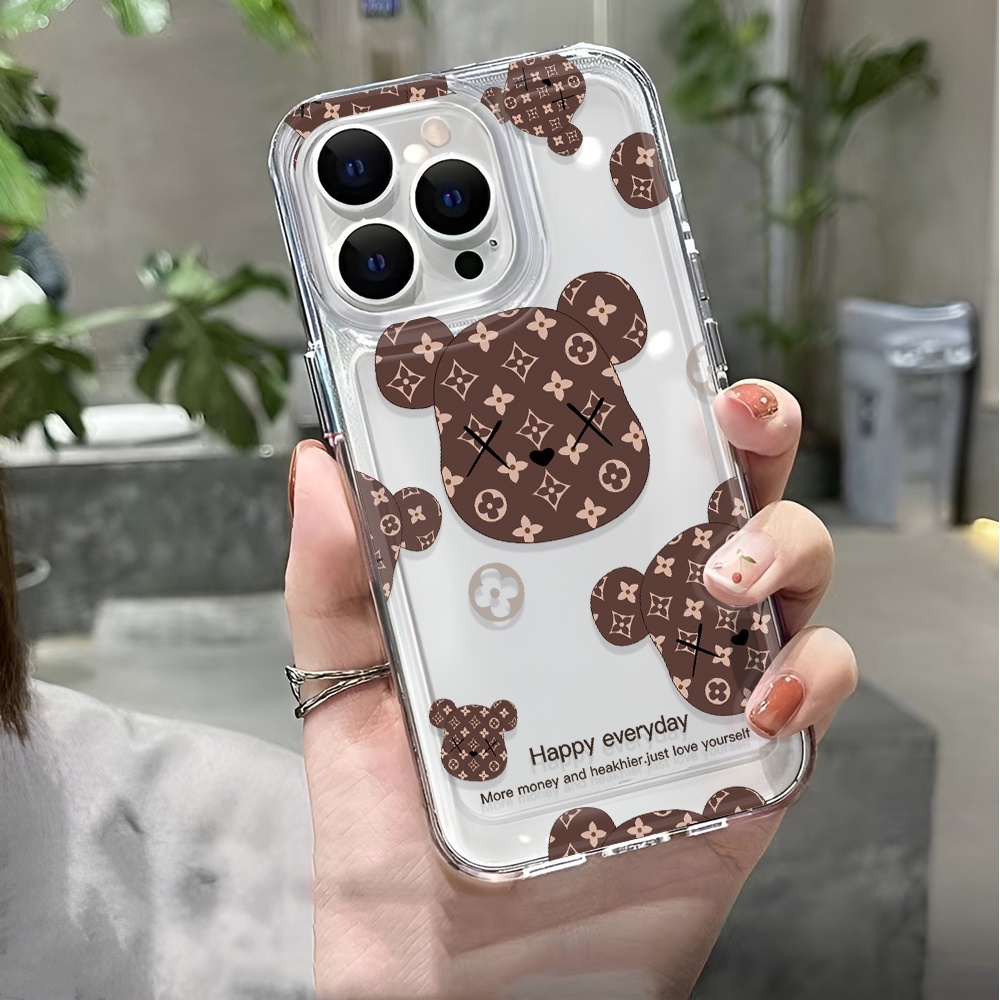 Ốp Điện Thoại Trong Suốt Chống Sốc In Hình Gấu Nâu Cho iphone 14 pro max 11 13 12 7 8 Plus X XR XSMax