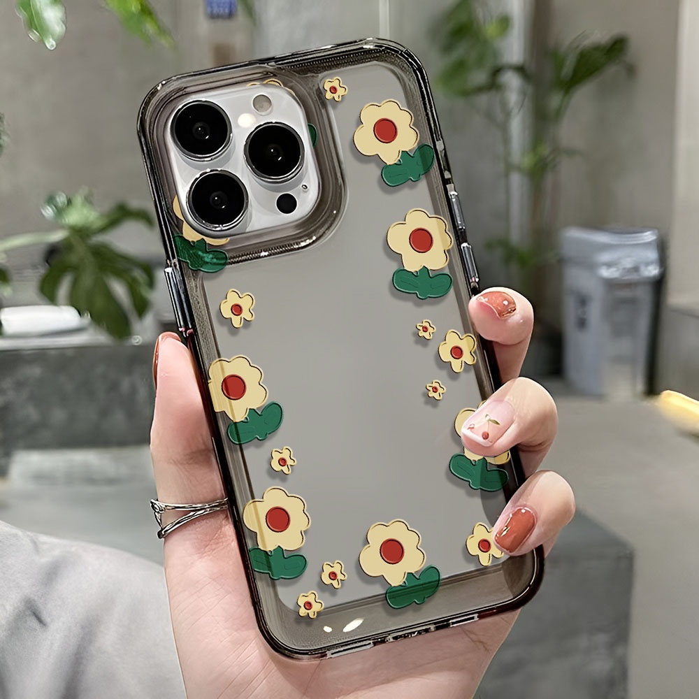Ốp Điện Thoại Trong Suốt Chống Sốc Họa Tiết Hoa Vàng Cho iphone 14 pro max 11 13 12 7 8 Plus X XR XSMax