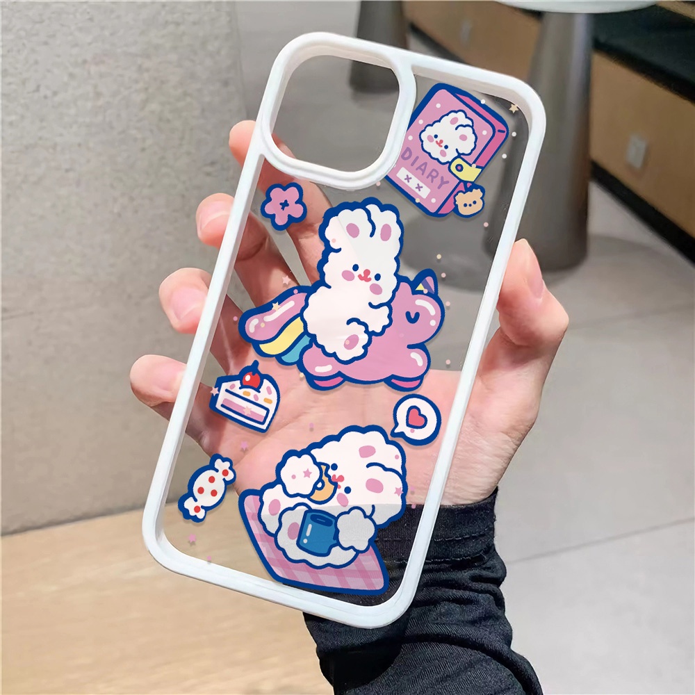 Ốp Điện Thoại Nhựa Acrylic Cứng Trong Suốt Hình Kỳ Lân Thỏ Cho iphone 14 pro Max 11 13 12 7Plus 8 X XS Max