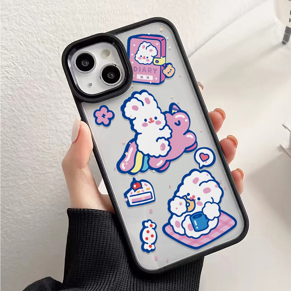 Ốp Điện Thoại Nhựa Acrylic Cứng Trong Suốt Hình Kỳ Lân Thỏ Cho iphone 14 pro Max 11 13 12 7Plus 8 X XS Max