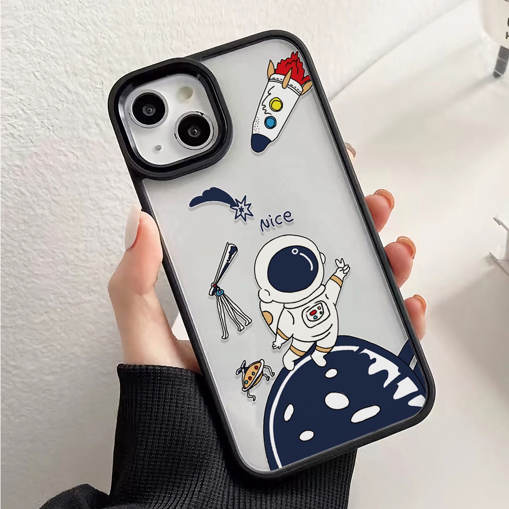 Ốp Điện Thoại Nhựa Acrylic Cứng Trong Suốt Hình Phi Hành Gia Cho iphone 14 pro Max 11 13 12 7Plus 8 X XS Max