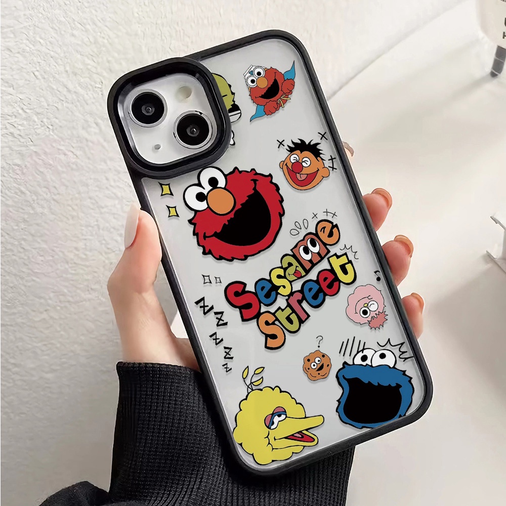 Ốp Điện Thoại Acrylic Cứng Trong Suốt In Hoạt Hình Sesame Street Cho iphone 14 pro Max 11 13 12 7Plus 8 X XS Max