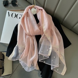 Khăn Choàng Lụa Đính Hạt Thời Trang Xuân Hè Mới Cho Nữ
