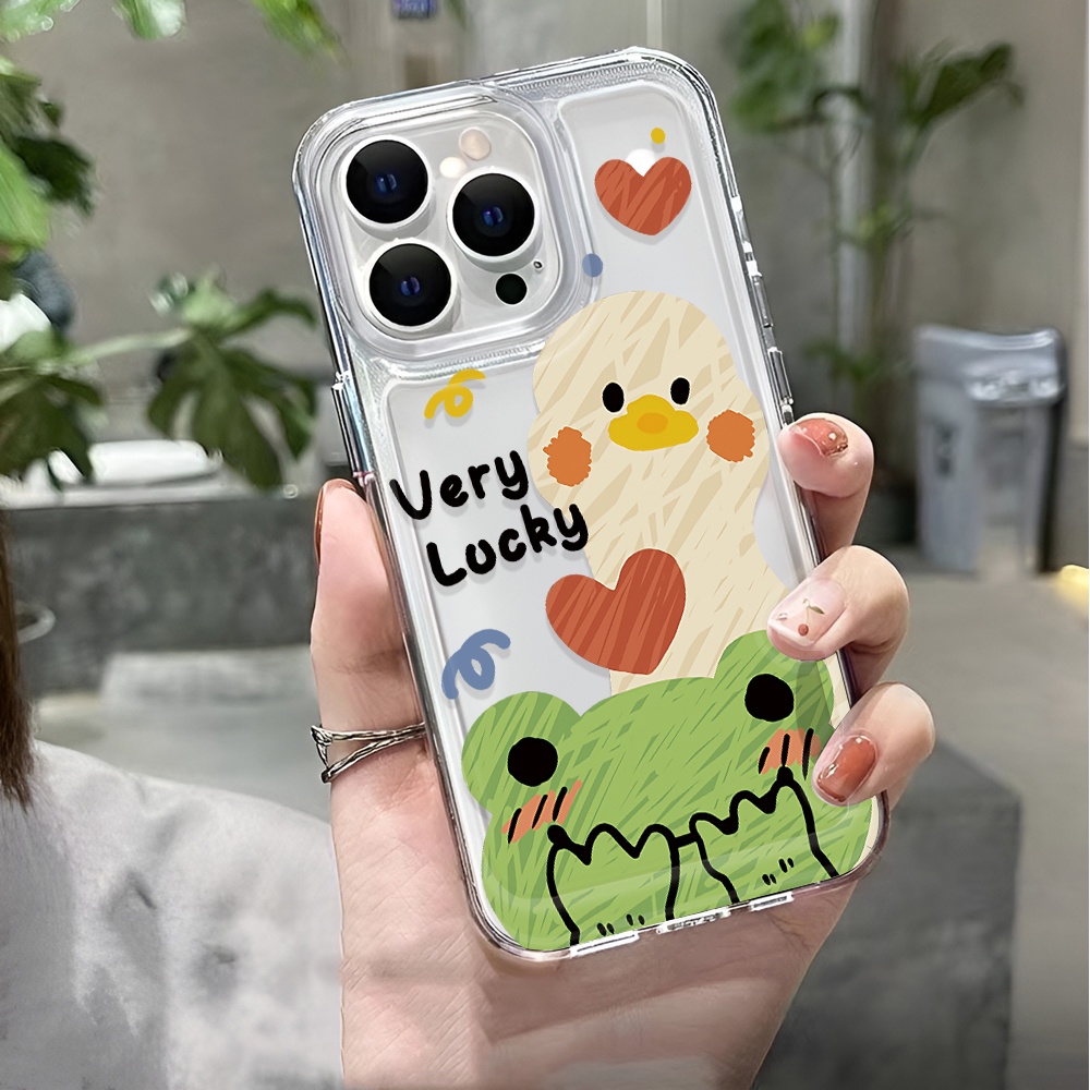 Ốp Điện Thoại Trong Suốt In Hình Vịt May Mắn Cho iphone 14 pro max 11 13 12 7 8 Plus X XR XSMax