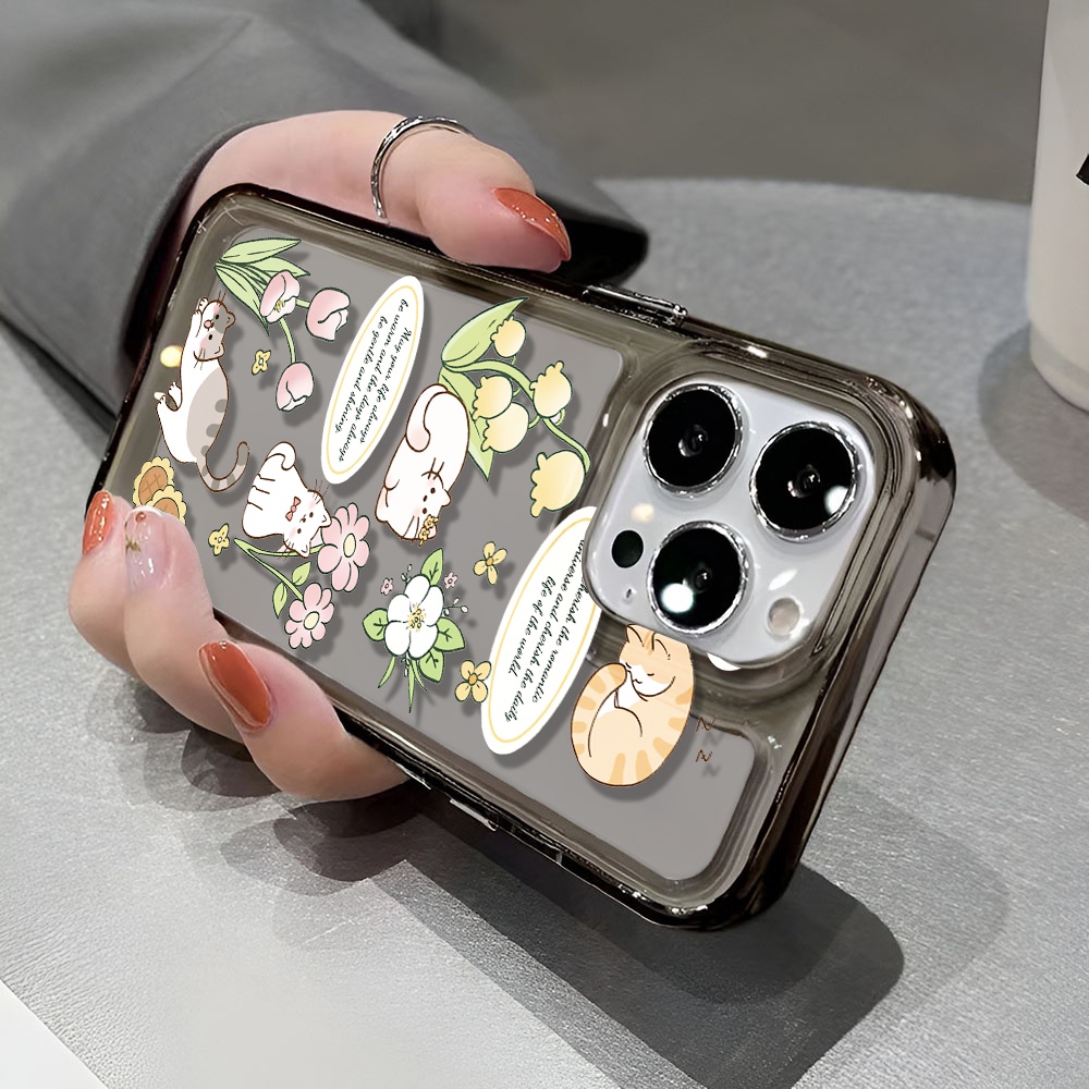 Ốp Điện Thoại Trong Suốt In Hình Mèo Và Hoa Thời Trang Cho iphone 14 pro max 11 13 12 7 8 Plus X XR XSMax