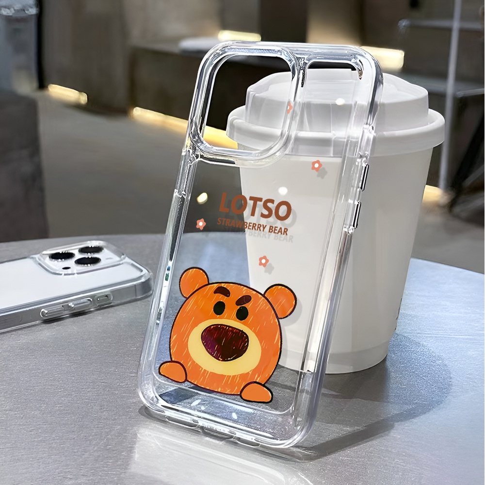 Ốp Điện Thoại Trong Suốt Họa Tiết Gấu Strawberry Lotso Dễ Thương Cho iphone 14 pro max 11 13 12 7 8 Plus X XR XSMax