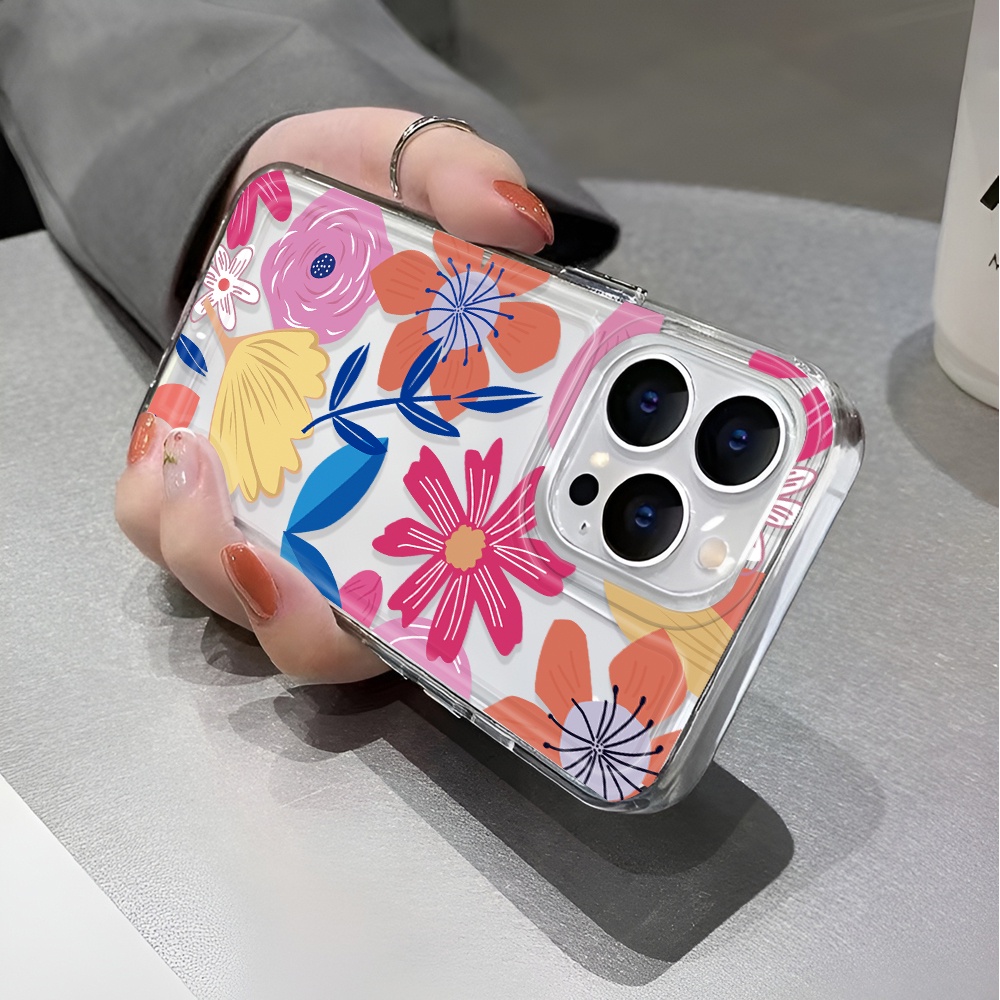 Ốp Điện Thoại Trong Suốt Họa Tiết Hoa Hoạt Hình Cho iphone 14 pro max 11 13 12 7 8 Plus X XR XSMax
