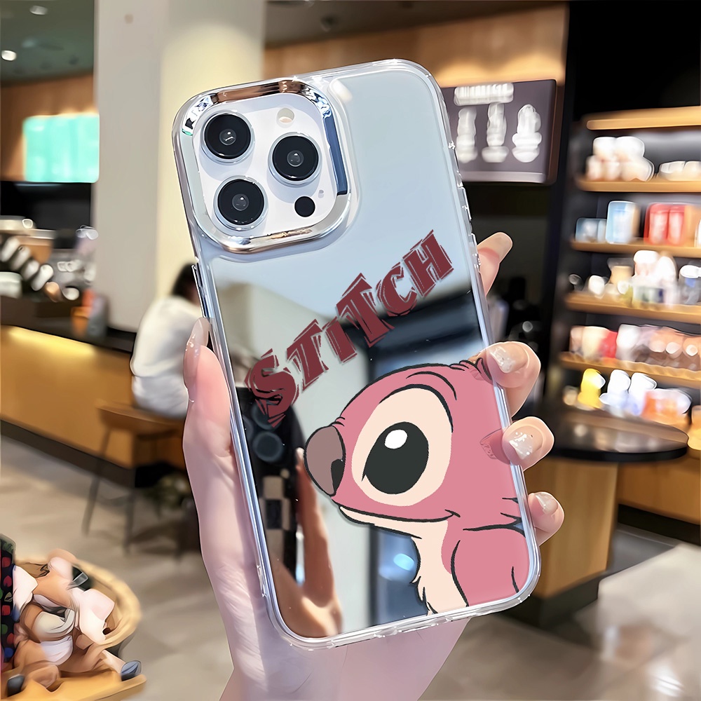 Ốp Điện Thoại Tpu Gắn Gương Kim Loại In Hình Stitch Thời Trang Cho iphone 14 pro max 11 12 13 8 7 Plus X XR XSMax