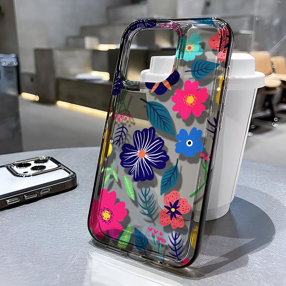 Ốp Điện Thoại Trong Suốt In Hình Hoa Lá Thời Trang Cho iphone 14 pro max 11 13 12 7 8 Plus X XR XSMax
