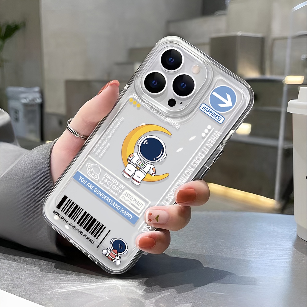 Ốp Điện Thoại Trong Suốt Hình Phi Hành Gia Lunar Thời Trang Cho iphone 14 pro max 11 13 12 7 8 Plus X XR XSMax