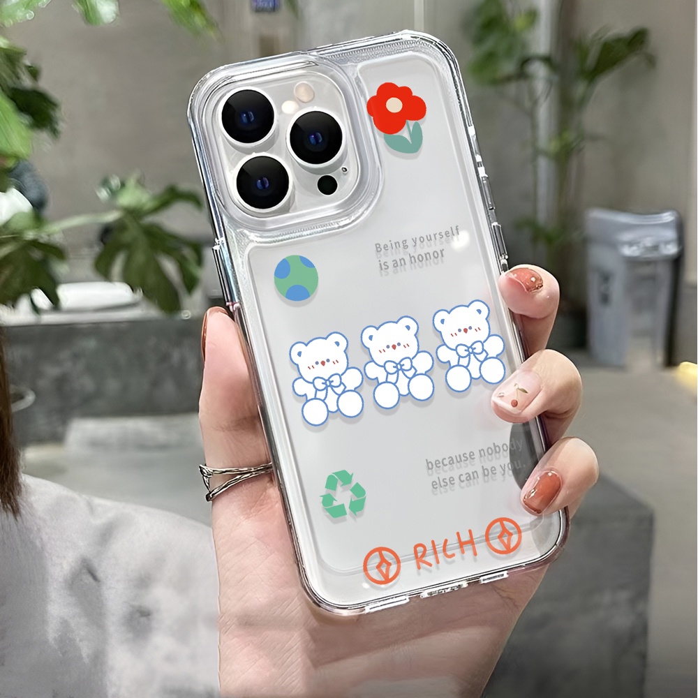 Ốp Điện Thoại Trong Suốt In Hình Gấu Hoạt Hình Cho iphone 14 pro max 11 13 12 7 8 Plus X XR XSMax