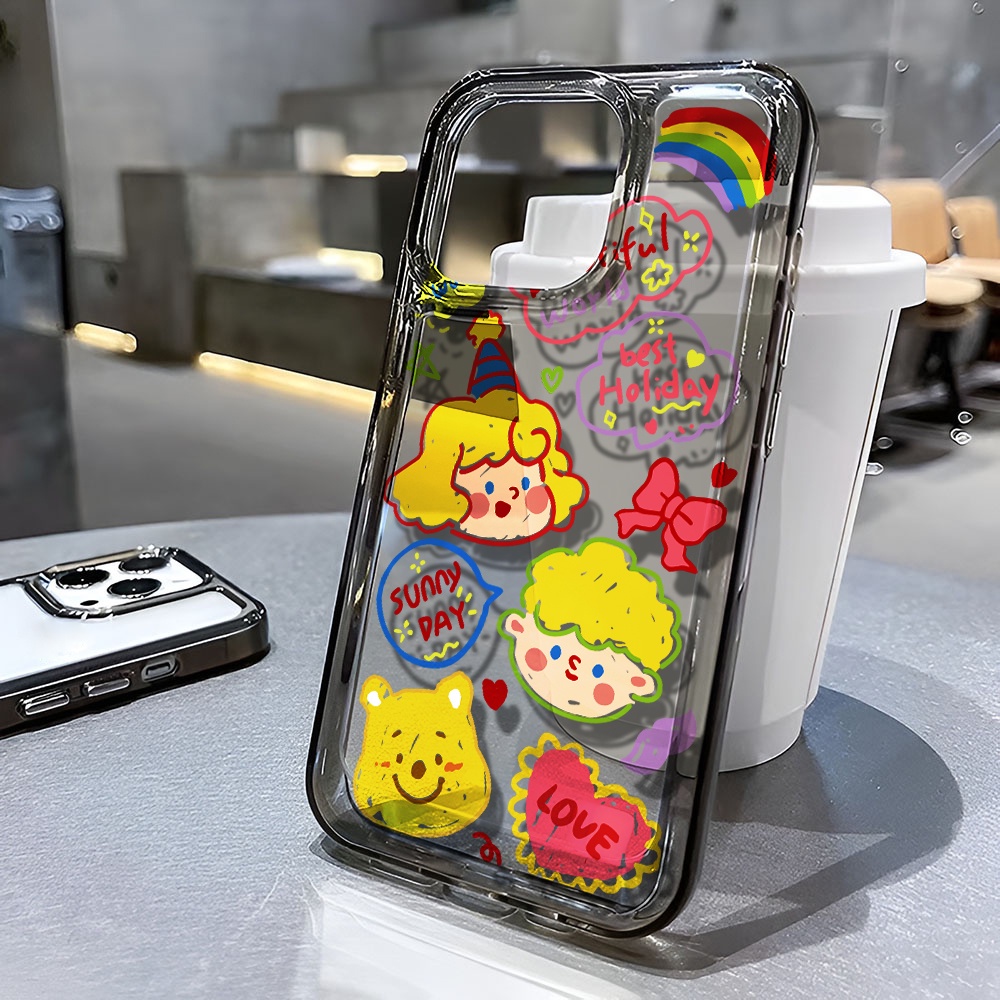 Ốp Điện Thoại Trong Suốt In Hình Gấu / Bé Gái Cho iphone 14 pro max 11 13 12 7 8 Plus X XR XSMax