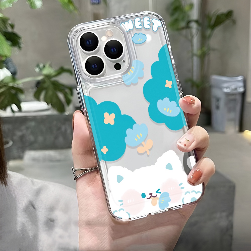 Ốp Điện Thoại Trong Suốt In Hình Gấu Đám Mây Cho iphone 14 pro max 11 13 12 7 8 Plus X XR XSMax