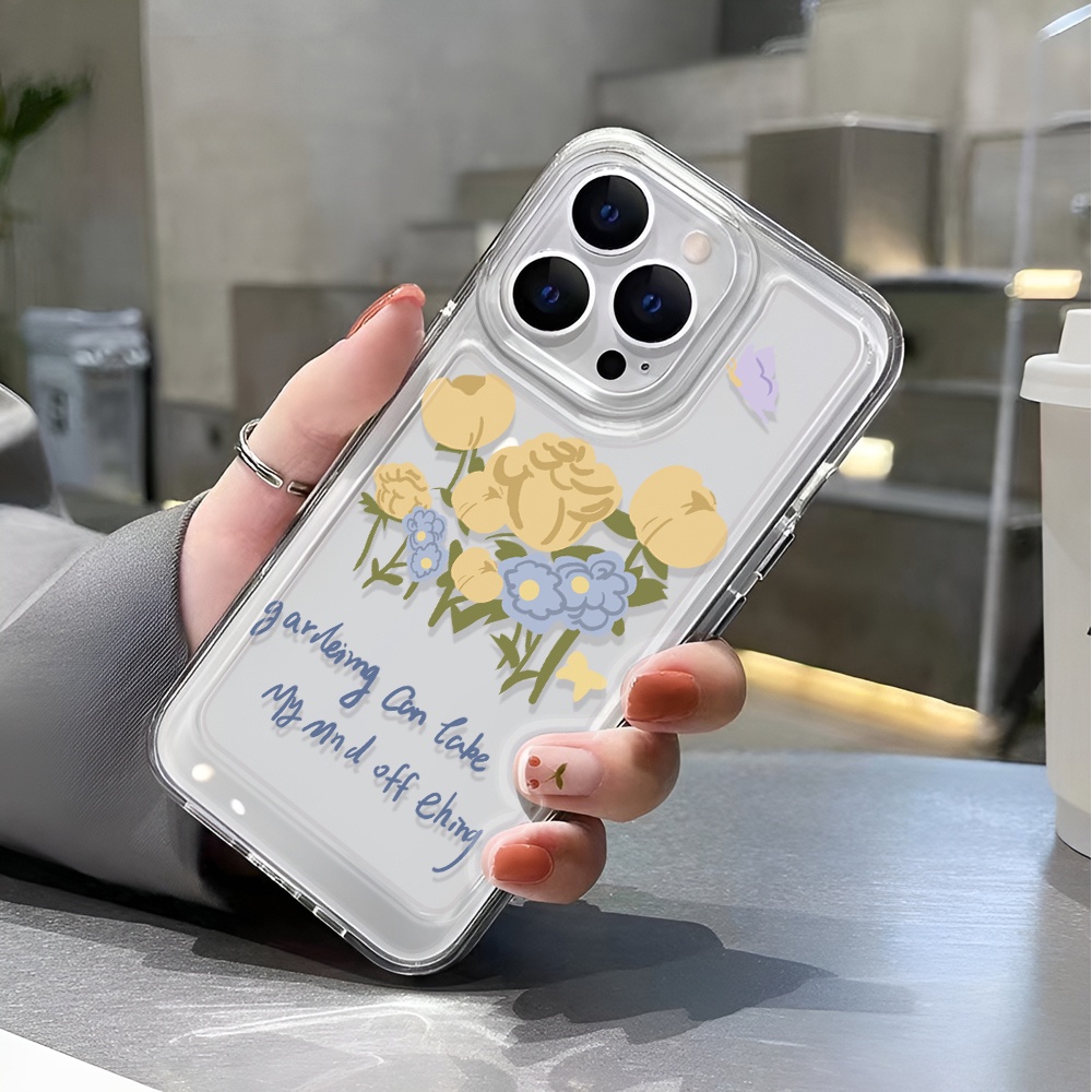 Ốp Điện Thoại Trong Suốt Họa Tiết Hoa Thời Trang Cho iphone 14 pro max 11 13 12 7 8 Plus X XR XSMax