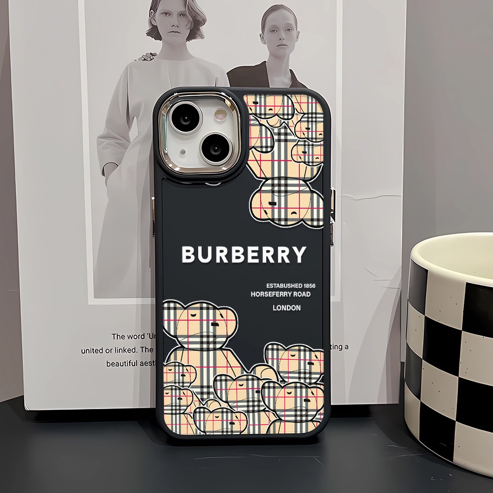 Ốp Điện Thoại Silicone Khung Kim Loại In Hình Gấu Hoạt Hình Đáng Yêu Cho iphone 14ProMax 11 13 12 7Plus 8 X XS Max