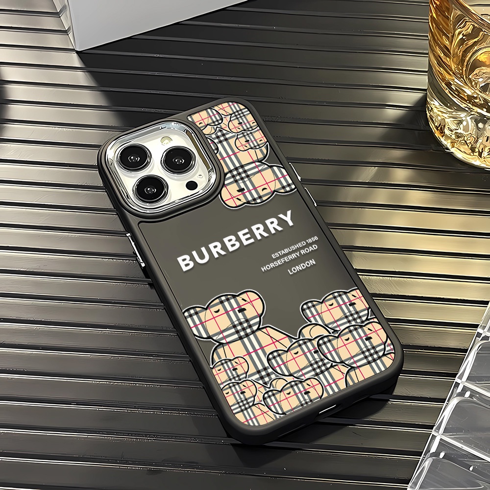 Ốp Điện Thoại Silicone Khung Kim Loại In Hình Gấu Hoạt Hình Đáng Yêu Cho iphone 14ProMax 11 13 12 7Plus 8 X XS Max