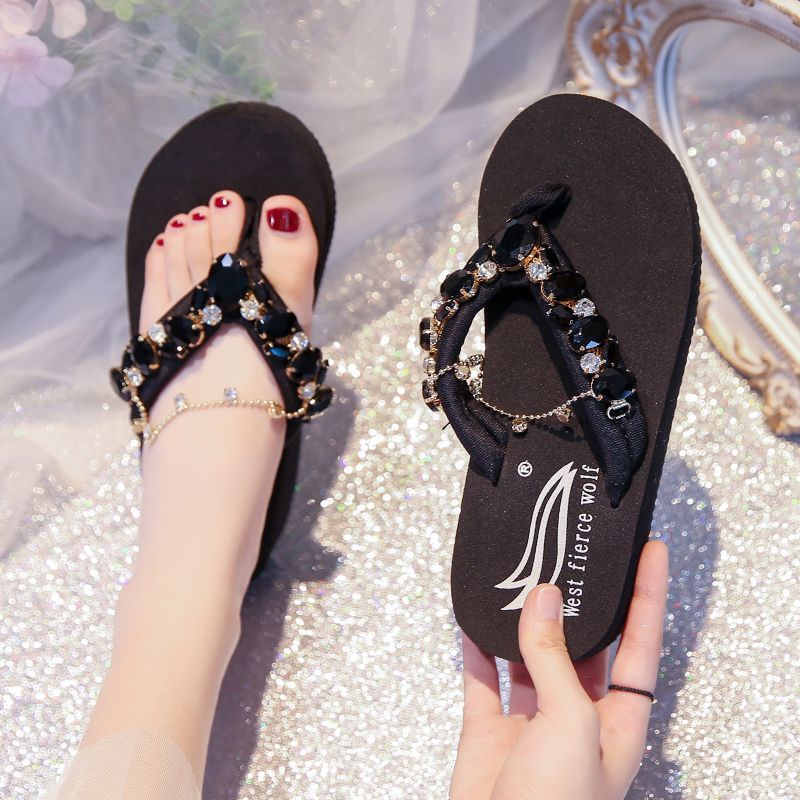 Dép Lê Kích Thước Nhỏ [Hàng Có Sẵn Giao Hàng Nhanh] Cho Nữ313233Dép Xỏ Ngón Đính Kim Cương Pha Lê Cao Cấp Phong Cách Mới