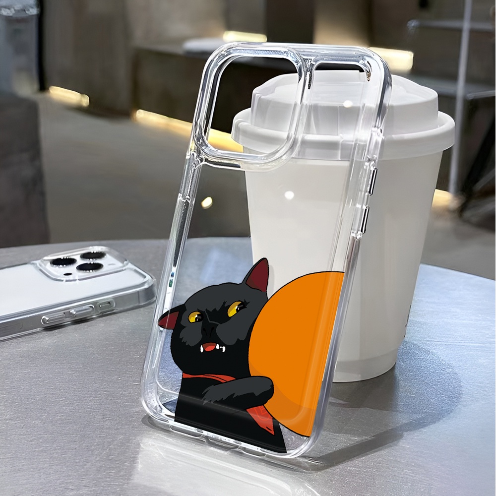 Ốp Điện Thoại Trong Suốt Chống Sốc In Hình Mèo Và Quả Cam Cho iphone 14 pro max 11 13 12 7 8 Plus X XR XSMax