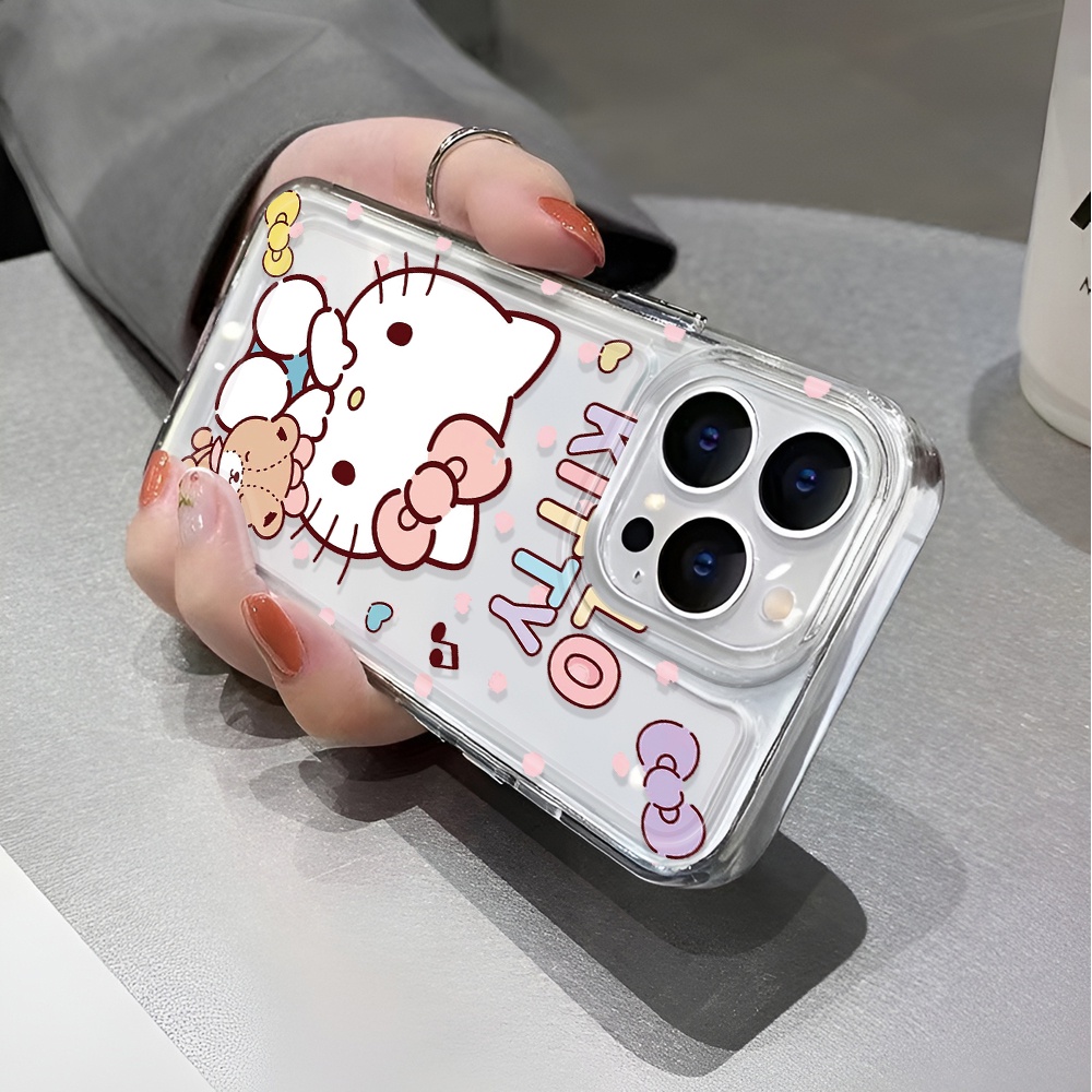 Ốp Điện Thoại Trong Suốt Chống Sốc In Hình Gấu Hello Kitty Cho iphone 14 pro max 11 13 12 7 8 Plus X XR XSMax