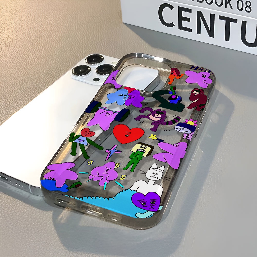 Ốp Điện Thoại Trong Suốt Họa Tiết Trái Tim &amp; Nhãn Dán Chống Sốc Cho iphone 14 pro max 11 13 12 7 8 Plus X XR XSMax