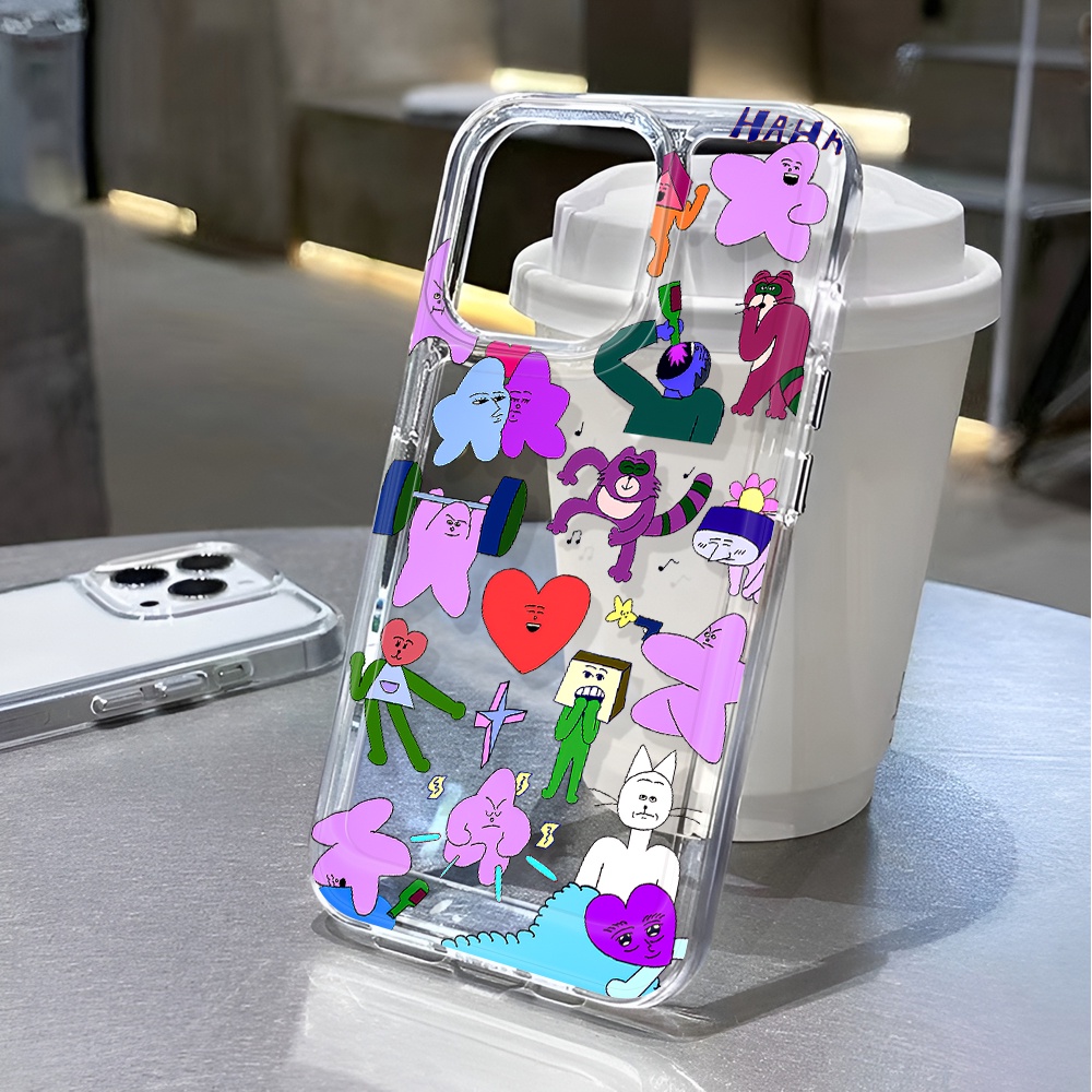 Ốp Điện Thoại Trong Suốt Họa Tiết Trái Tim &amp; Nhãn Dán Chống Sốc Cho iphone 14 pro max 11 13 12 7 8 Plus X XR XSMax