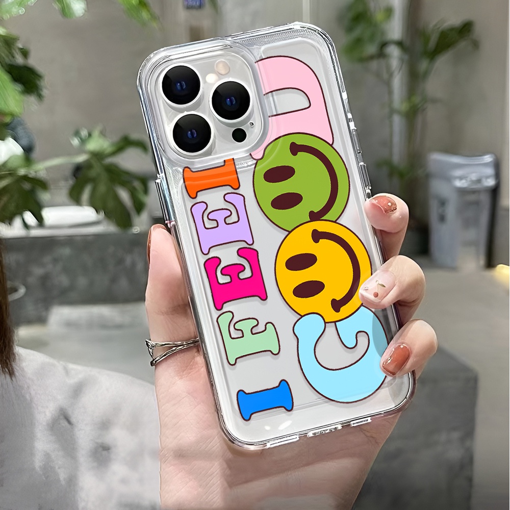 Ốp Điện Thoại Trong Suốt In Hình Mặt Cười Chống Sốc Cho iphone 14 pro max 11 13 12 7 8 Plus X XR XSMax
