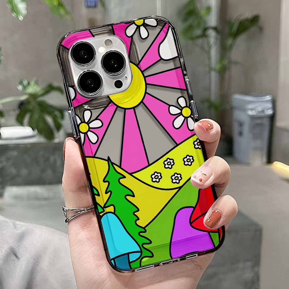 Ốp Điện Thoại Trong Suốt Chống Sốc In Hình Núi Và Mặt Trời Cho iphone 14 pro max 11 13 12 7 8 Plus X XR XSMax