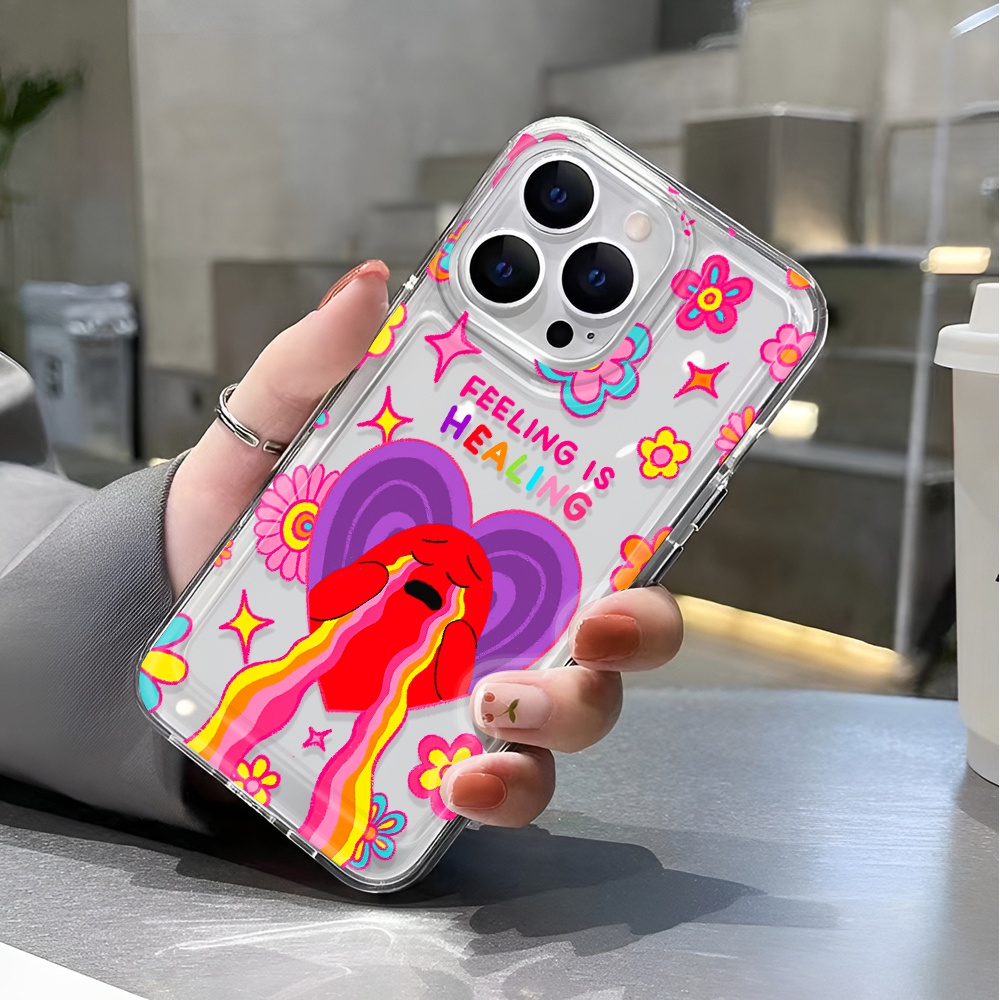 Ốp Điện Thoại Trong Suốt Chống Sốc Họa Tiết Trái Tim Cho iphone 14 pro max 11 13 12 7 8 Plus X XR XSMax