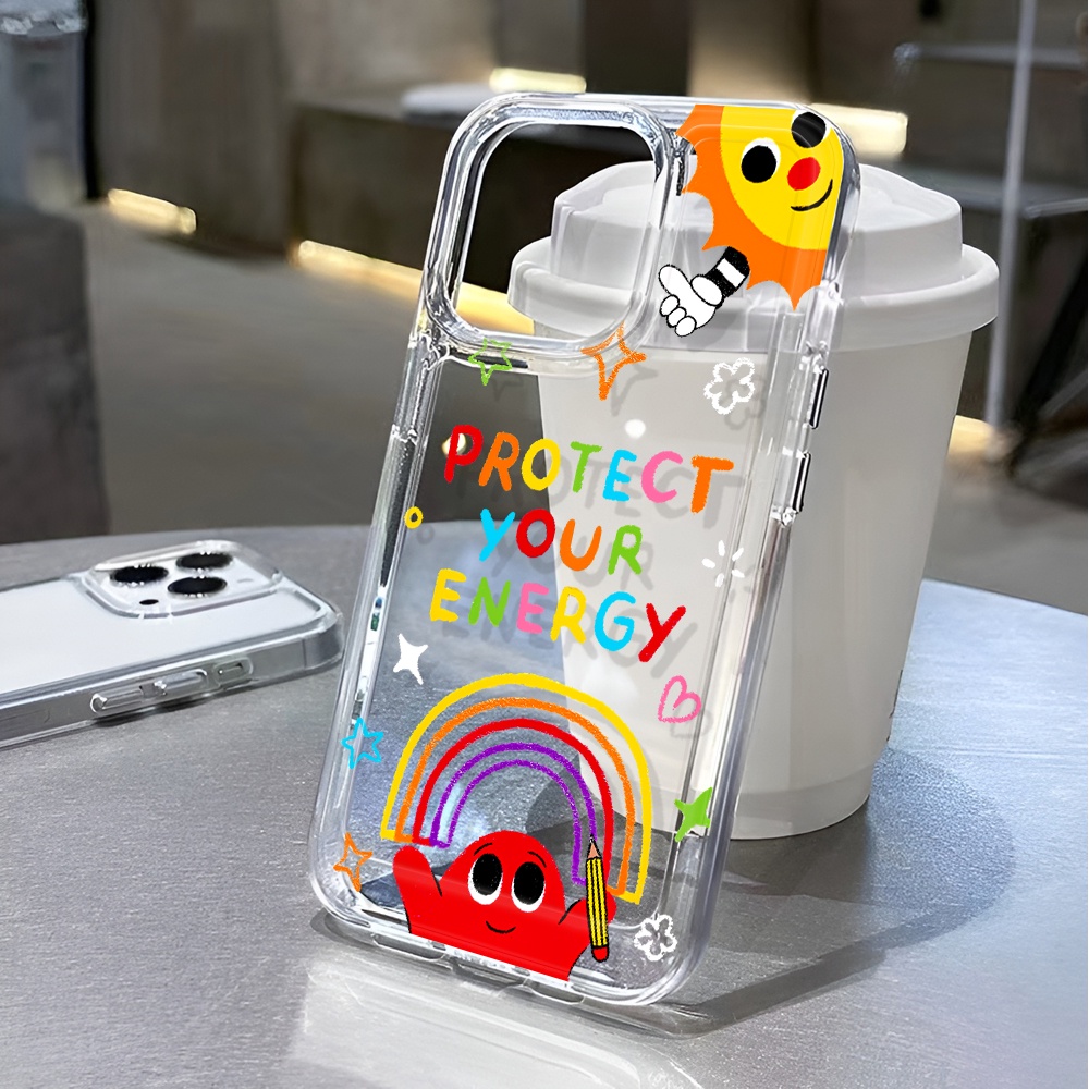 Ốp Điện Thoại Trong Suốt Chống Sốc Họa Tiết Cầu Vồng Cho iphone 14 pro max 11 13 12 7 8 Plus X XR XSMax