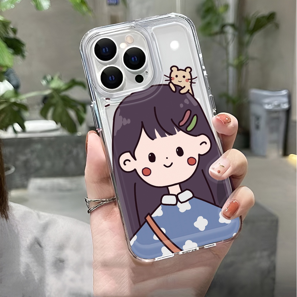 Ốp Điện Thoại Trong Suốt In Hoạt Hình Cô Gái Cho iphone 14 pro max 11 13 12 7 8 Plus X XR XSMax
