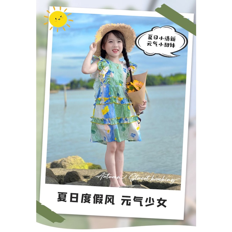 ✨Hàng Có Sẵn!✨ Đầm Công Chúa Hai Dây Thời Trang Đi Biển Mùa Hè 2023 Mới Cho Bé Gái