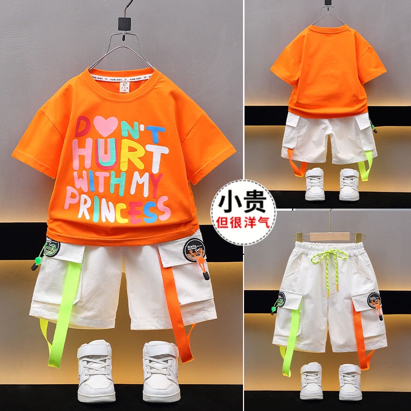 Set Đồ Hai Mảnh Áo Thun Tay Ngắn Phong Cách Hip Hop Đường Phố Thời Trang Mùa Hè 2023 Mới Cho Bé Trai / Bé Gái