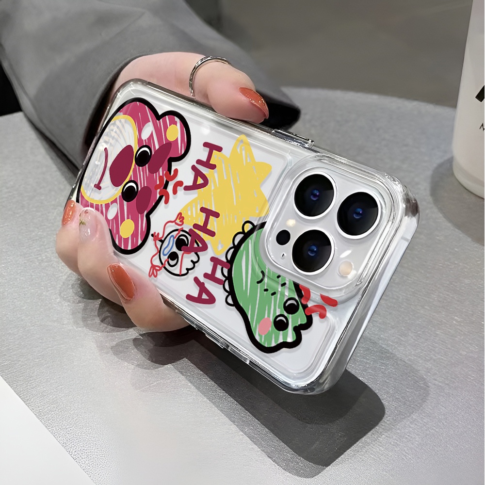 Ốp Điện Thoại Trong Suốt Họa Tiết Gấu / Dâu Tây Kiểu Graffiti Chống Sốc Cho iphone 14 pro max 11 13 12 7 8 Plus X XR XSMax