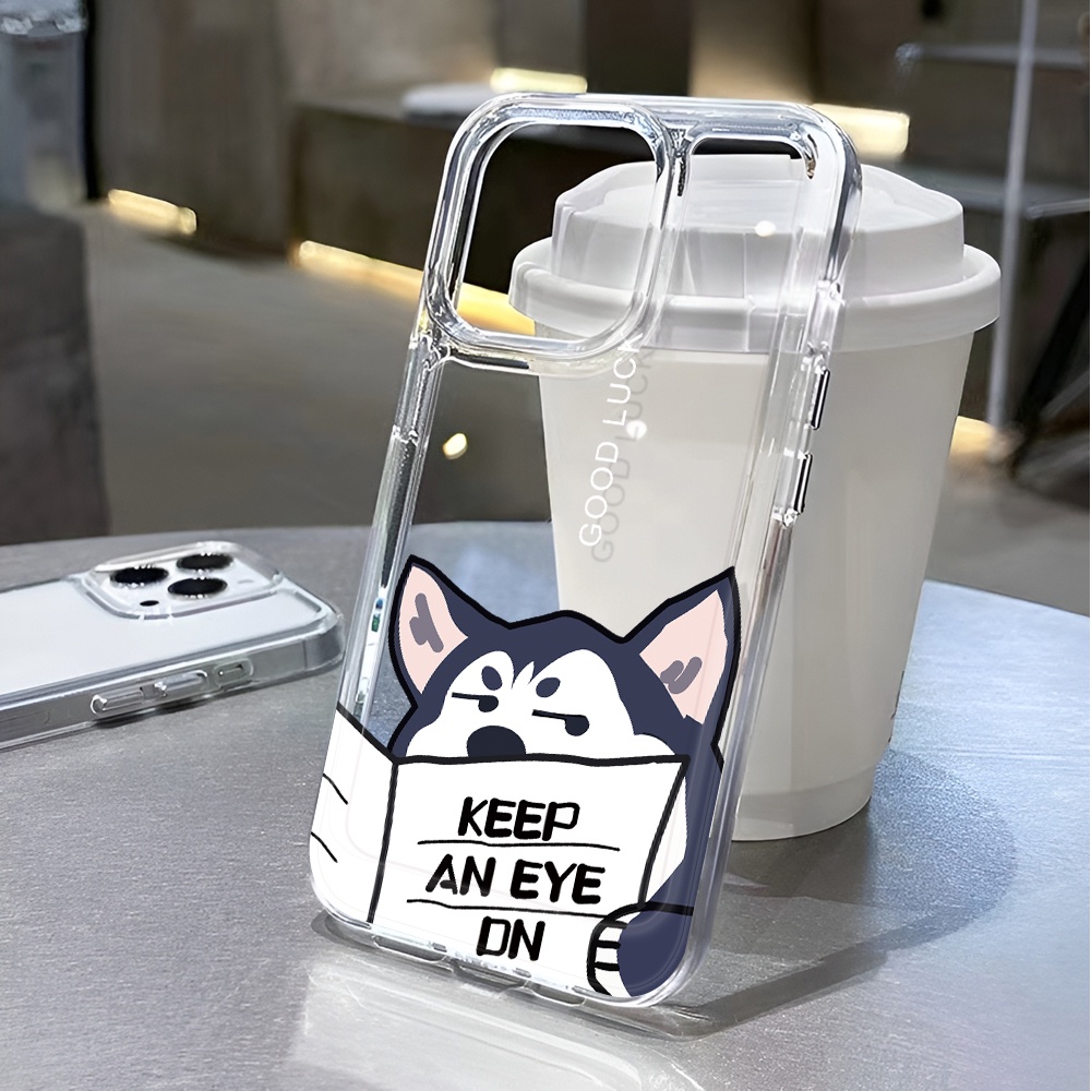 Ốp Điện Thoại Trong Suốt Chống Sốc Họa Tiết Chú Chó Đọc Báo Cho iphone 14 pro max 11 13 12 7 8 Plus X XR XSMax