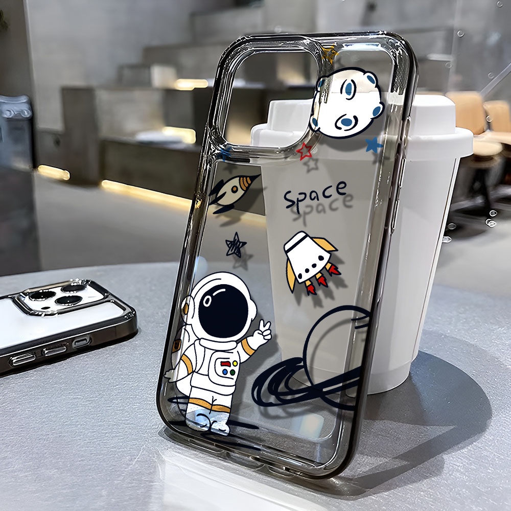 Ốp Điện Thoại Trong Suốt Chống Sốc In Hình Phi Hành Gia Vũ Trụ Cho iphone 14 pro max 11 13 12 7 8 Plus X XR XSMax