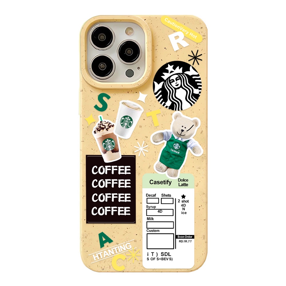 Ốp Điện Thoại Chống Sốc In Hình Gấu Cà Phê Màu Trắng Thời Trang Cho iphone 14 pro max 11 13 12 7 8 Plus X XR XSMax