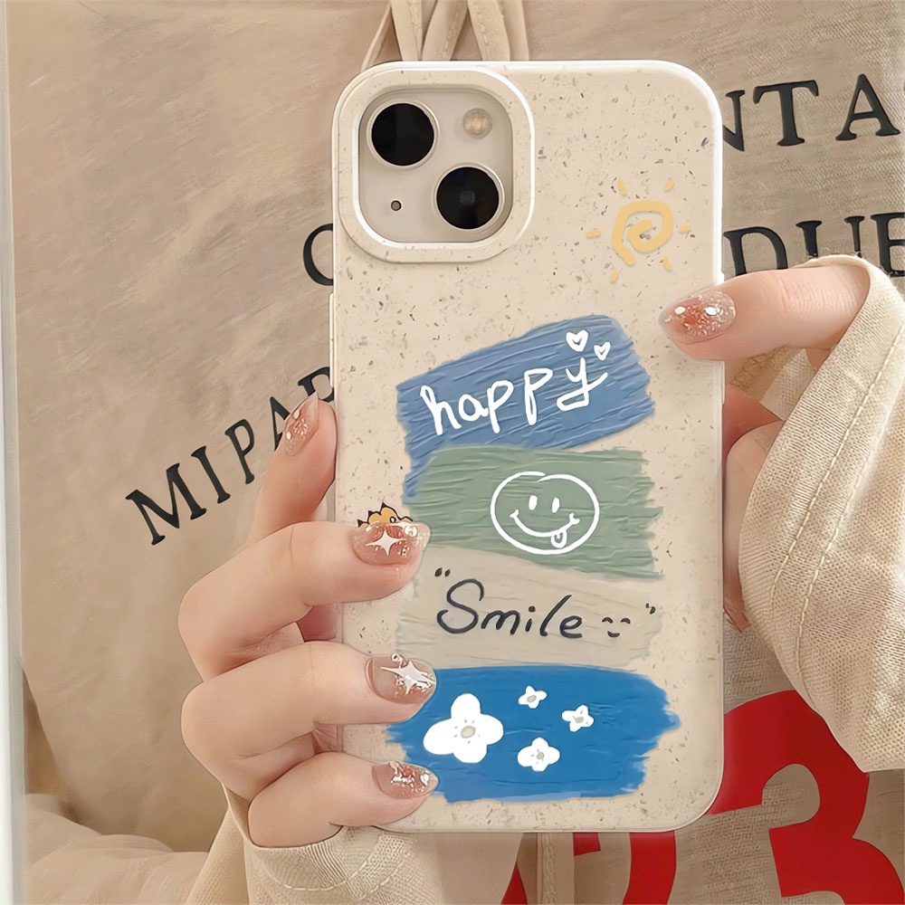 Ốp Điện Thoại Màu Nước Hình Mặt Cười Cho iphone 14promax 11 13 12 7 8 Plus X XR XSMax