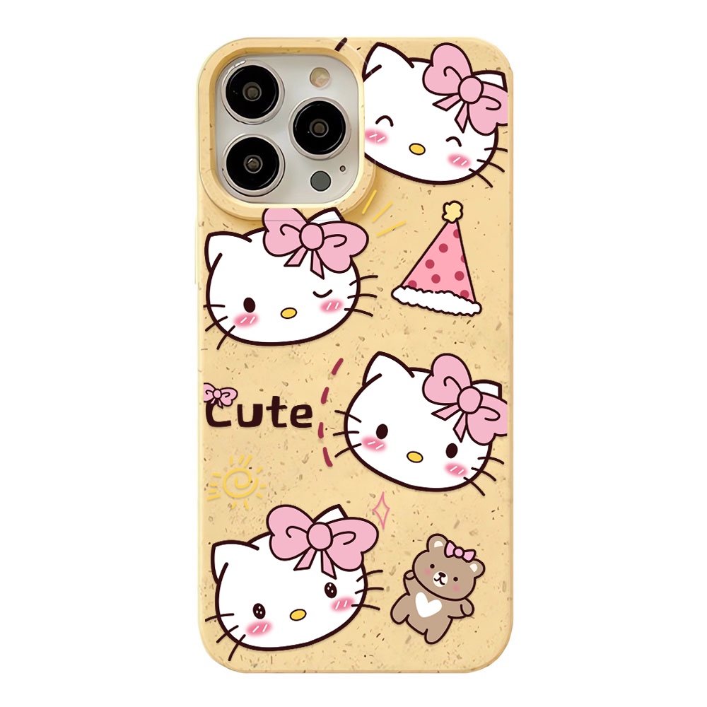 Ốp Điện Thoại Tpu In Hình Gấu hello kitty Màu Trắng Cho iphone 14promax 11 13 12 7 8 Plus X XR XSMax